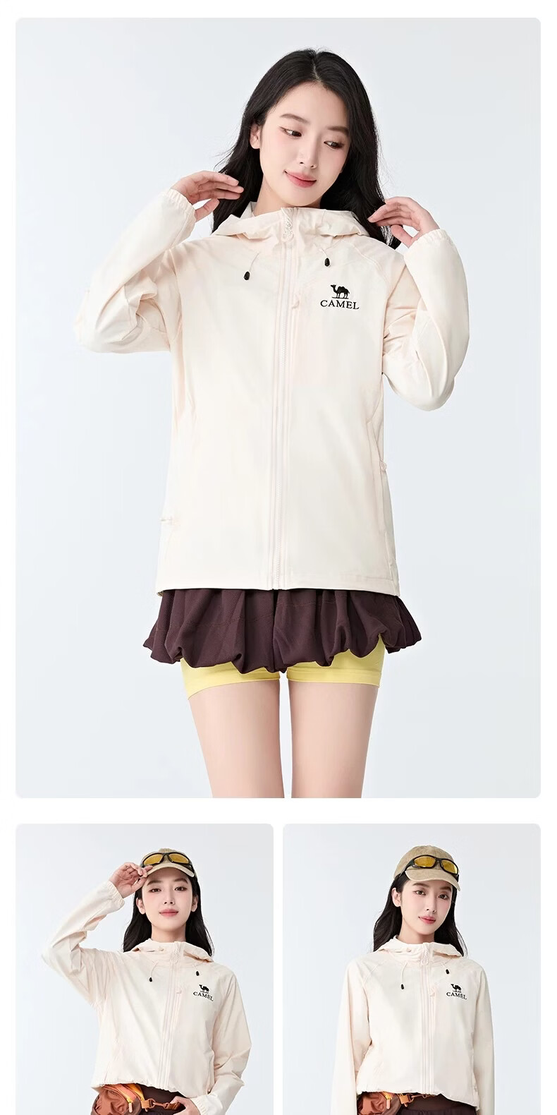 Camel Lingfeng [Dilireba Same Style] Women's Softshell Jacket 2026 Spring Summer Casual Hooded Commuter Water-Repellent Coat for Men 26