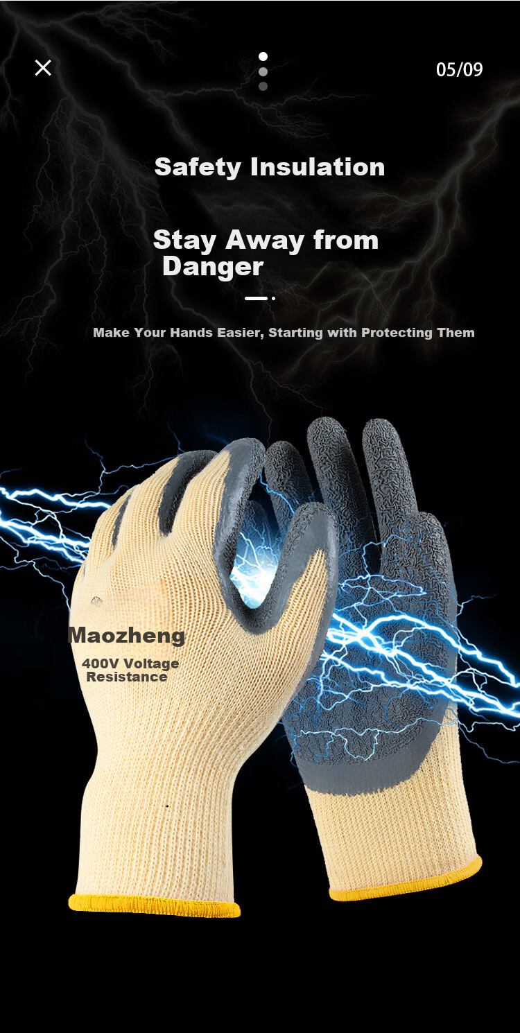 Maozheng Insulated Gloves, Electrician 400V Low Voltage, Anti-Electric Shock, Non-Slip, Wear-Resistant, for Electric Drill Operation, Welders, Woodworkers, Maintenance, Coated And Dipped Labor Protectio 9