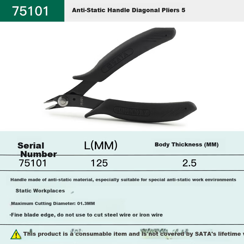 SATA 5'' 75101 Handle Diagonal Pliers Slant Nose Pliers
