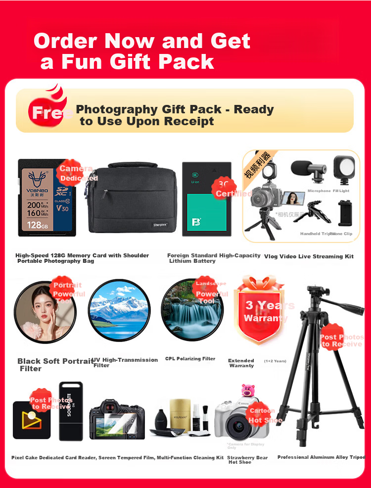 Canon EOS R50 Mirrorless Camera 4K Vlog Video Home Travel Beauty Portrait RF 50mm F1.8 Lens White Travel Bundle 1