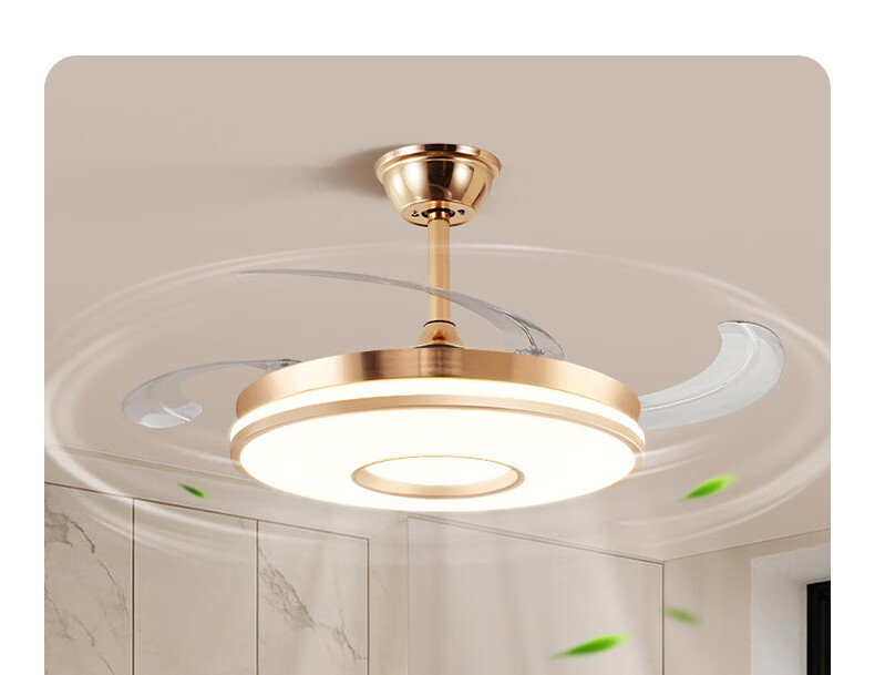ASUS Lighting American Cree LED Silent Fan Light Modern Gold Invisible Blade Ceiling Fan Light for Dining Room and Bedroom 23