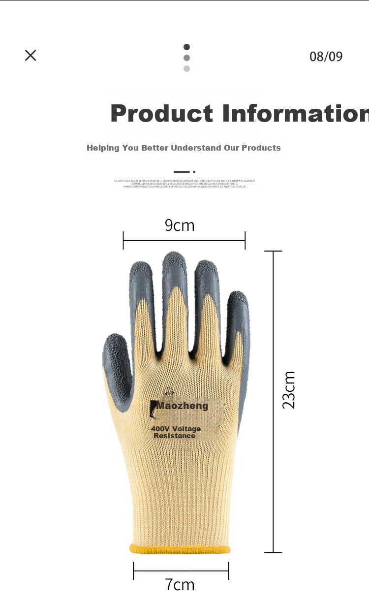 Maozheng Insulated Gloves, Electrician 400V Low Voltage, Anti-Electric Shock, Non-Slip, Wear-Resistant, for Electric Drill Operation, Welders, Woodworkers, Maintenance, Coated And Dipped Labor Protectio 13