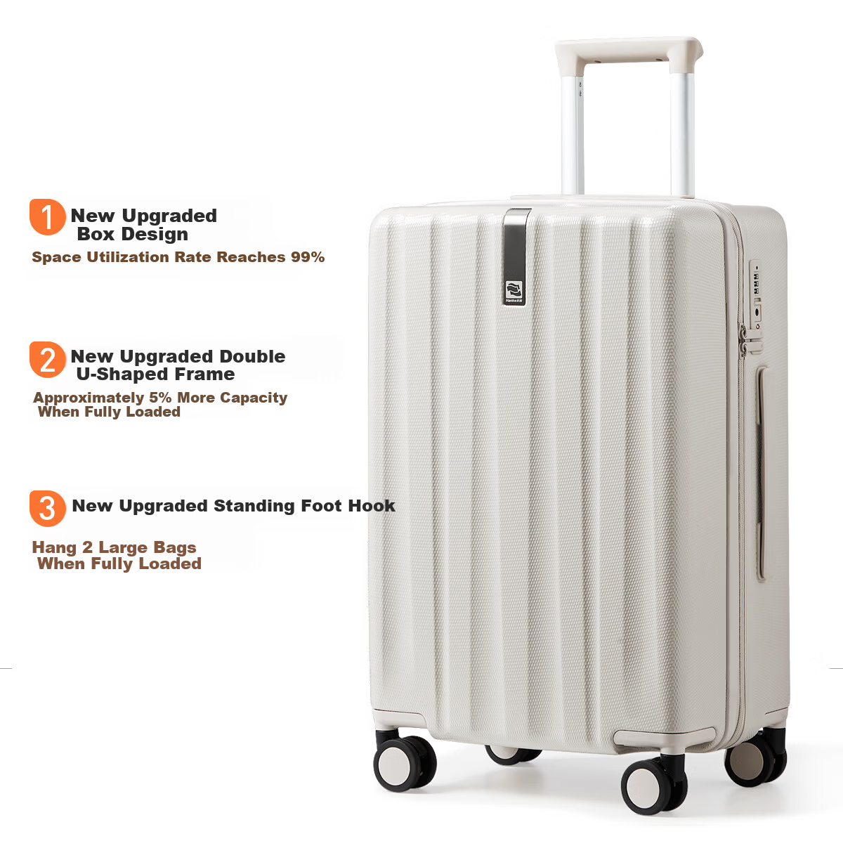 Hanke Women's Luggage 2026 New Upgraded Trolley Case Men's Carry-On Password Travel Suitcase 20 Inch Misty Blue 15