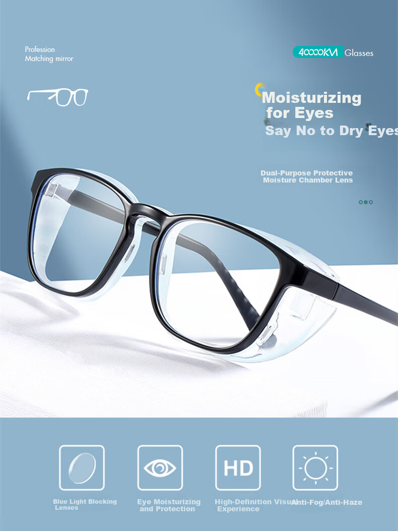 40,000km Anti-Fog Moisture Room Glasses Pollen and Blue Light Protection Dry Eye Moisturizing Windproof Goggles Postoperative Protective Eyewear 2
