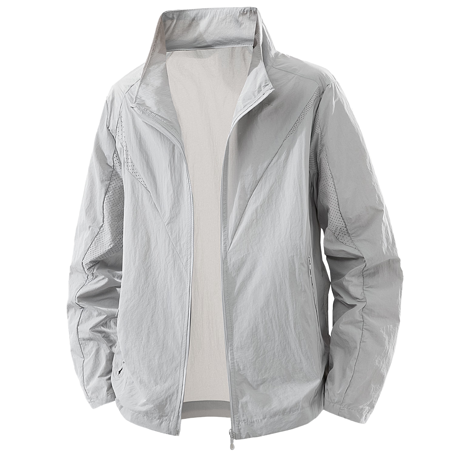 Romon Men's Summer Ice Silk Sunscreen Jacket Breathable Lightweight Skin Jacket Casual Top 683 Smoke Gray XL