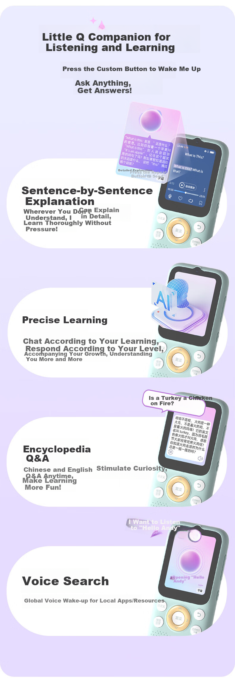 Listeneer K9Pro Hearing Aid English Listening Portable MP3 Ear Training Word Immersion Machine High School English Learning Device Story Companion Repeater Pink 128GB 5