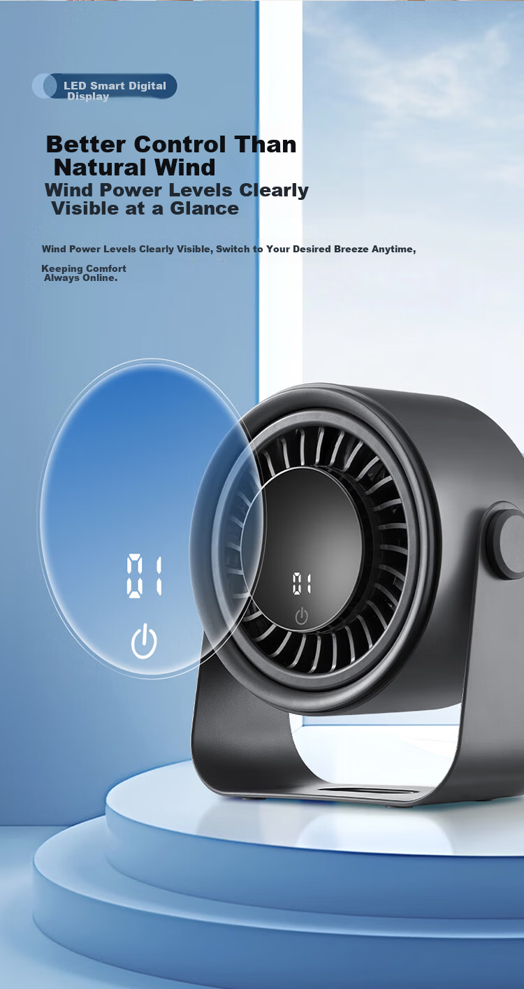 BULL Desktop Fan, Ultra-Quiet Air Circulator Fan, Small Fan for Office Desk, Cooling Device for College Dormitory, Wall-Mounted Electric Fan with 4000mAh Battery 7