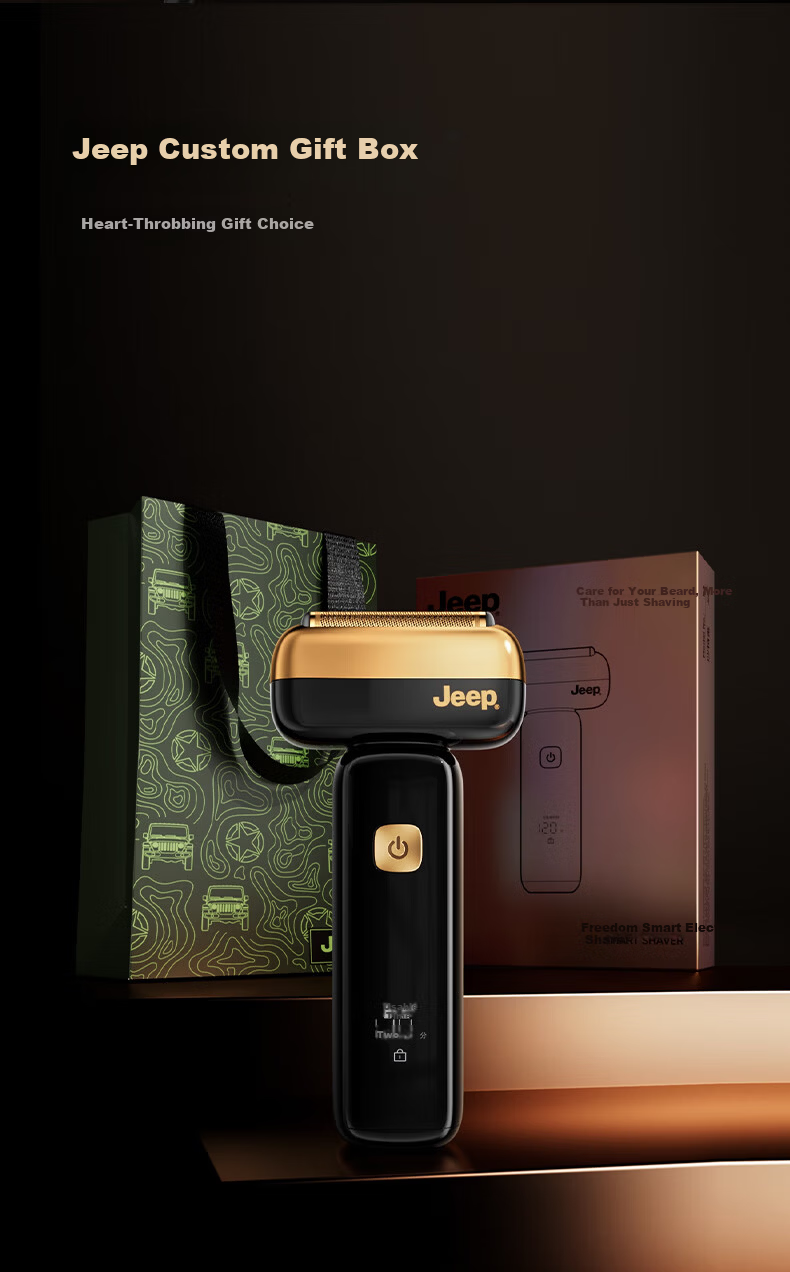 JEEP Electric Shaver Titanium-Coated Reciprocating Smooth Gear Golden Scepter Small Hammer Razor Fast Charging Head Fully Washable Gift for Dad Boyfriend Husband P3 Silver 16