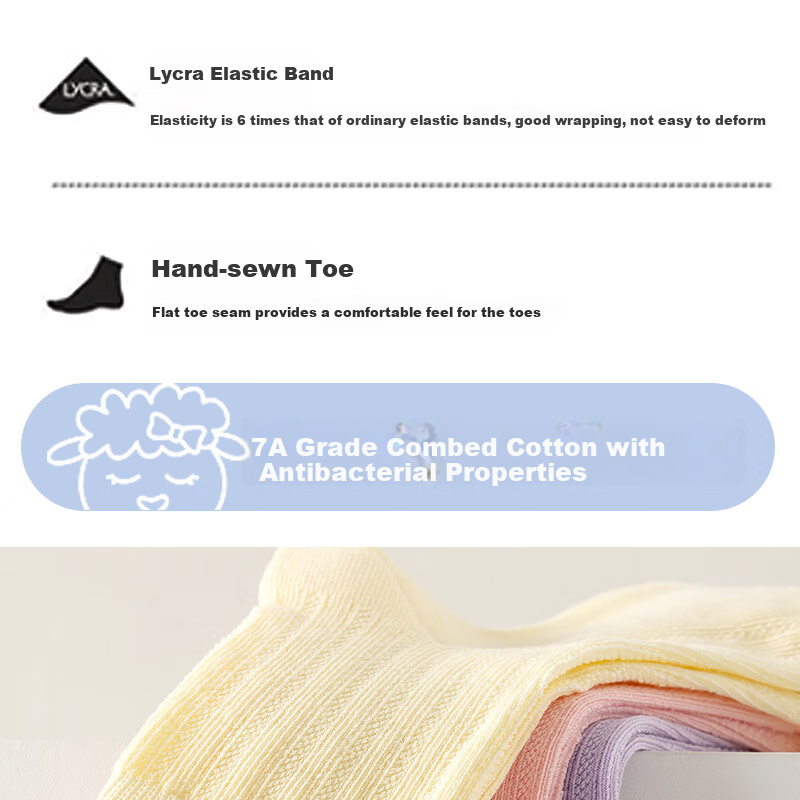 Cotton Lace Children's Socks Baby Kids Odor-Resistant Breathable Sweat-Absorbing Socks 3