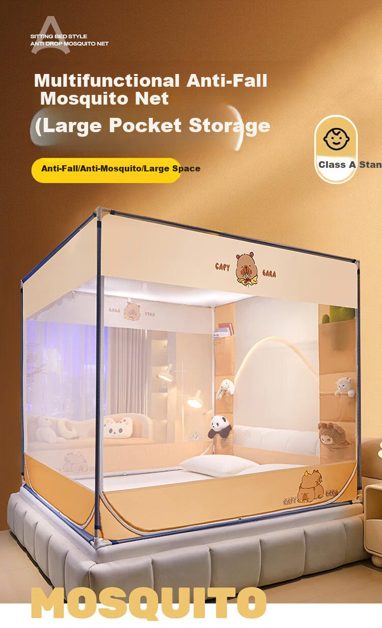 MUJI Class A Baby Crib Mosquito Net with Anti-Fall Bumper, Three-Door 1.8×2m with Reinforced Frame 1