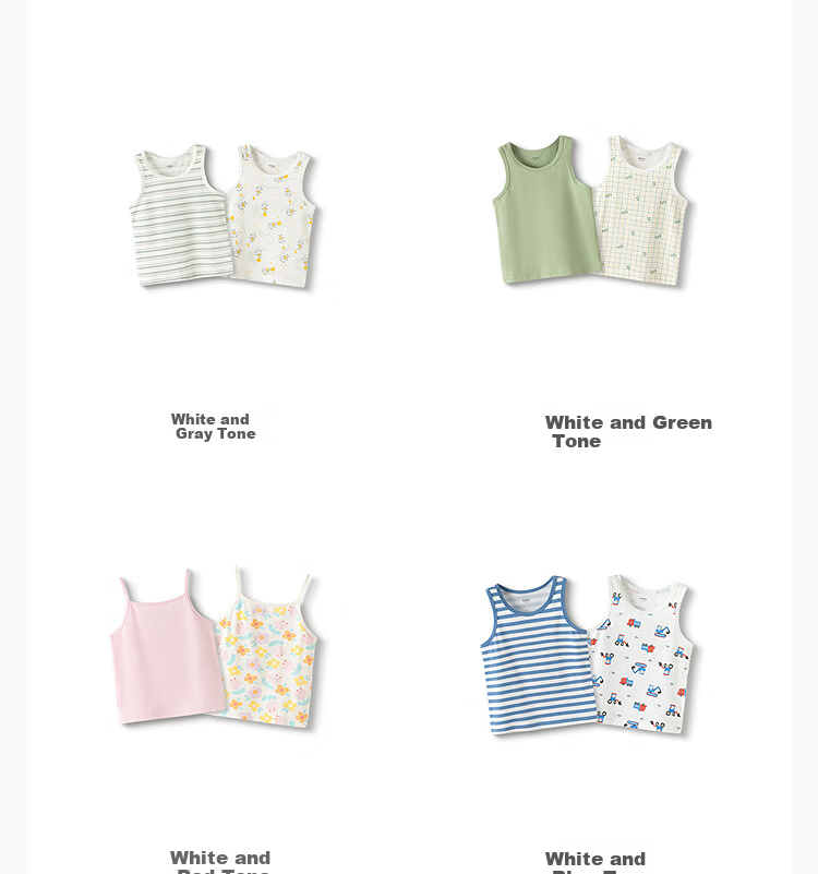 Balabala Kids Vest 2-Pack Spring Autumn Boys Girls Base Layer Top for Toddlers and Children 26