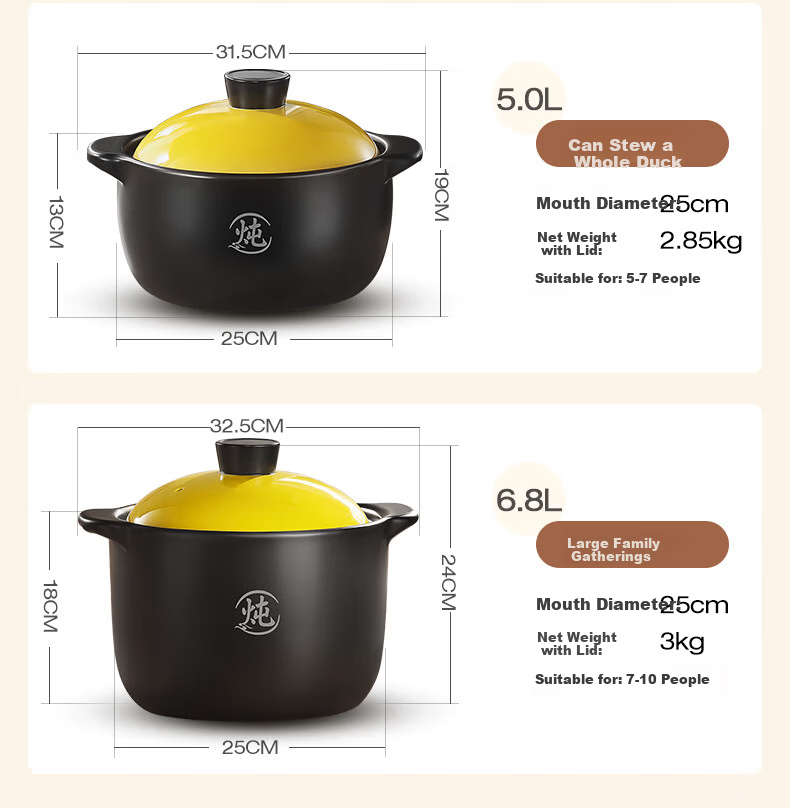 Royalstar Ceramic Clay Pot 3.3L Slow Cooker for Soup, Porridge, Stew, and Herbal Medicine Cooking 23