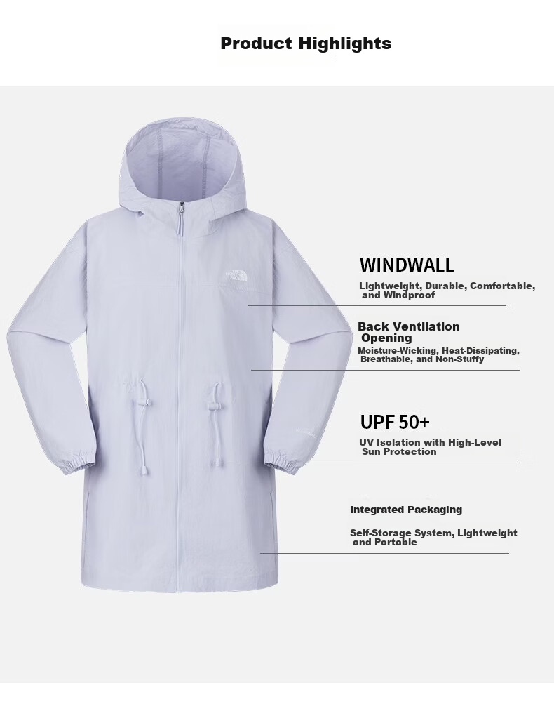 The North Face Women's Windproof and Sun Protection Outdoor Mid-Length Waist-Fitting Jacket 8C0Z Pink/0SO XL 4