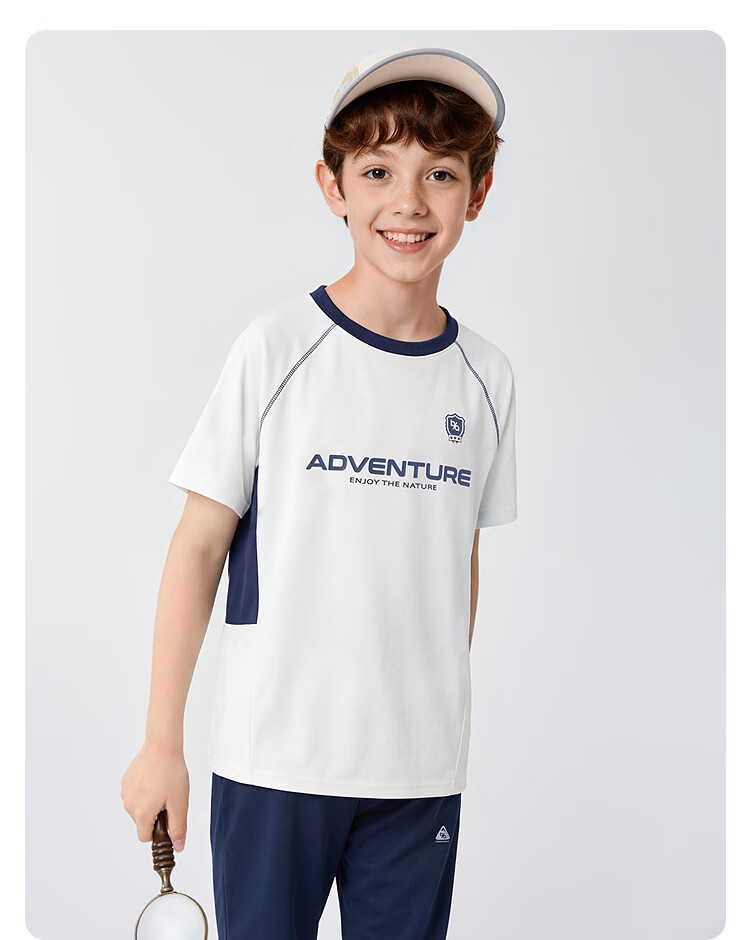 BALABALA Boys' Short-Sleeve Set, Children's Two-Piece Outfit for Older Kids, 2026 New Summer Style, Moisture-Wicking Quick-Dry T-Shirt And Pants 17