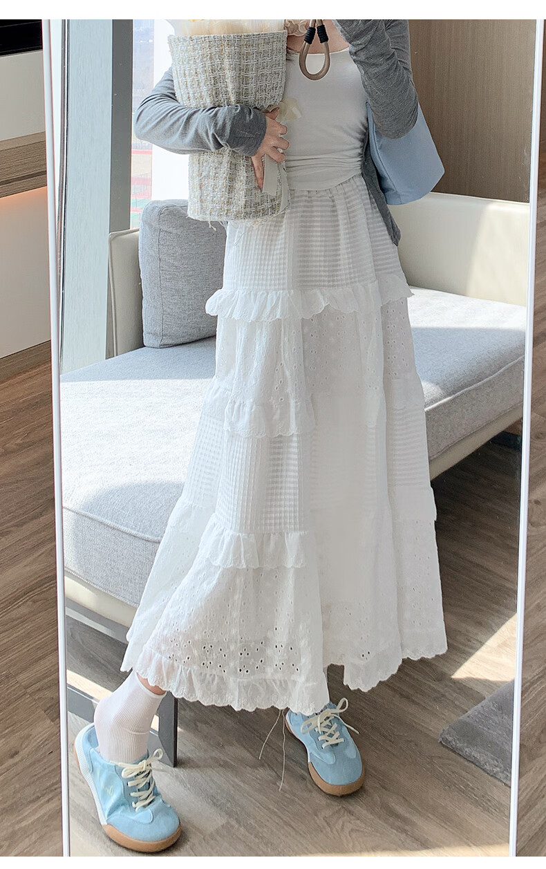 Borui White French Style Women's Skirt 2026 New Spring Summer Puff Skirt Fairy Mid-Length Ballet Cake Skirt 18