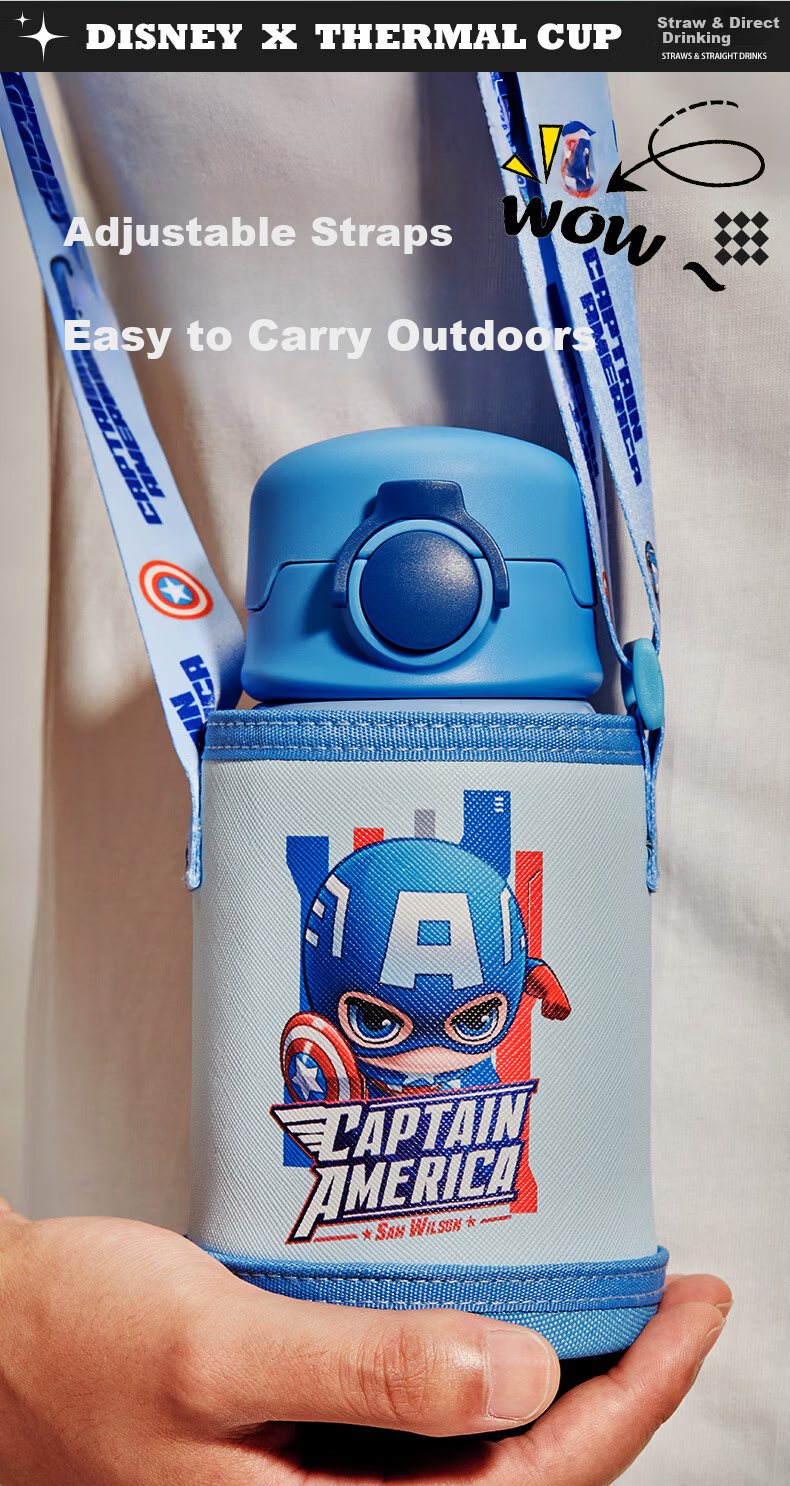 Dishini Insulated Water Bottle for Children with Straw, 316 Stainless Steel Large Capacity Spring Lid Portable Direct Drinking Water Cup for Boys And Girls Elementary School Students 10
