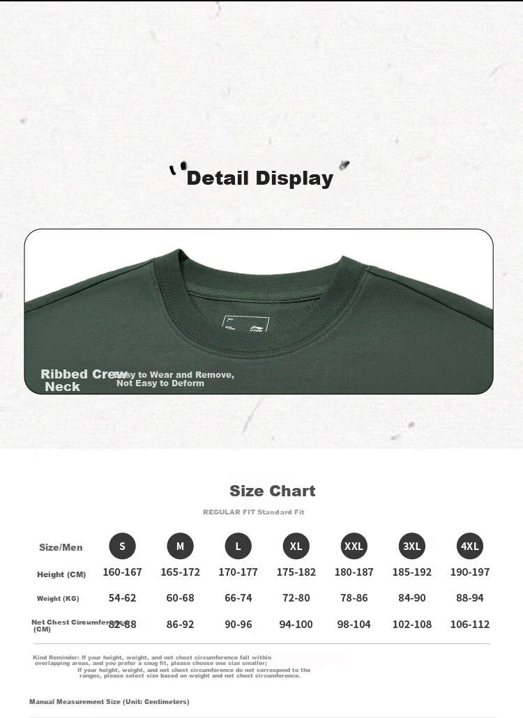 LI-NING Men's Summer 2026 New Comfortable Breathable Short Sleeve Crew Neck Casual Printed Sports T-Shirt 9