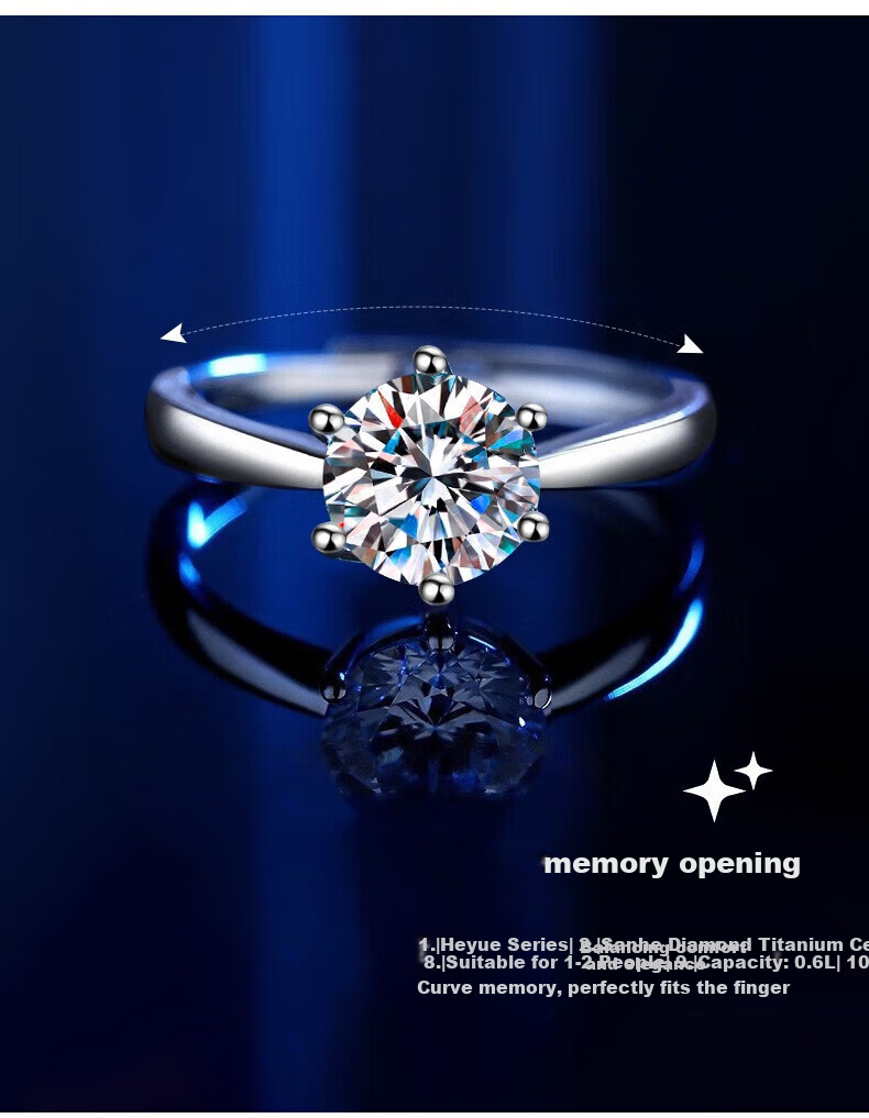 Zhoudajin CHOW TAI KING, One Carat Moissanite Diamond Ring, Sterling Silver Engagement Ring for Women, Qixi Valentine's Day Gift for Girlfriend Or Wife, Birthday Present 11