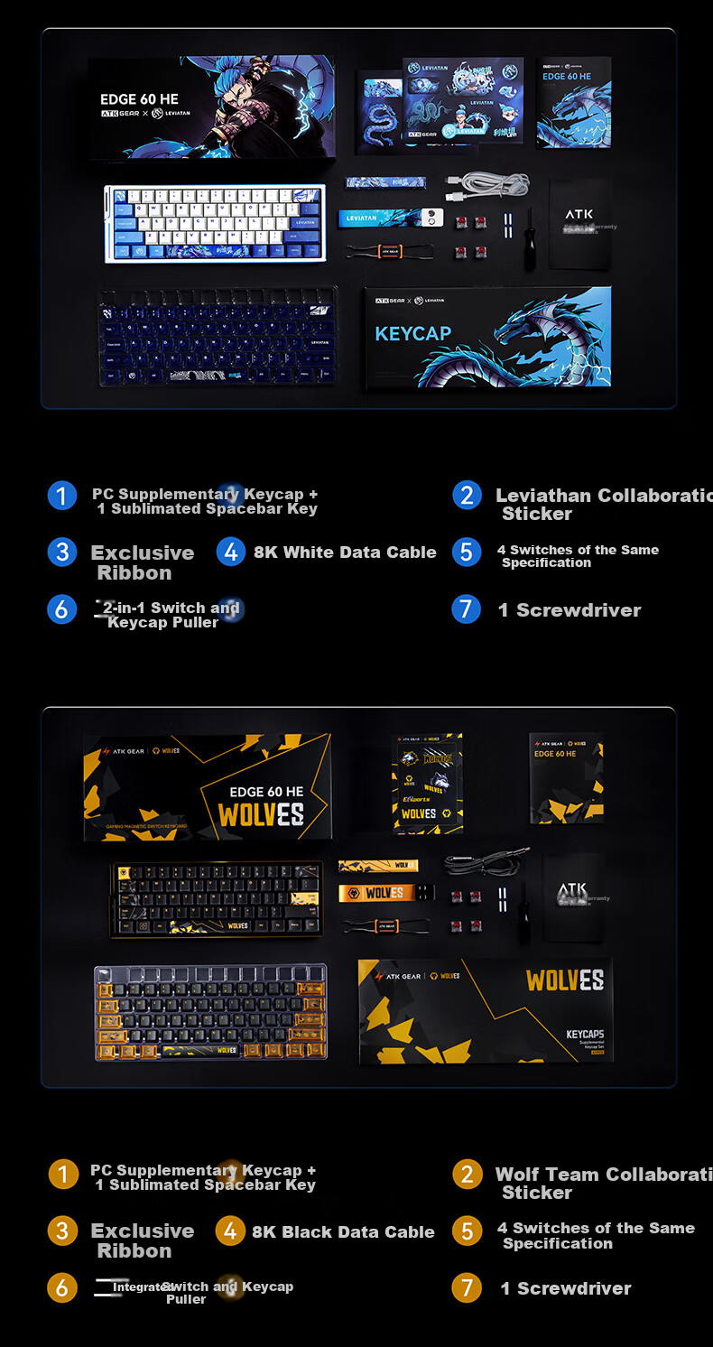 ATK LEV EDGE63 HE Leviathan Limited Edition Gaming Magnetic Switch Keyboard Customized for VALORANT, 64-Key Gaming Mechanical Keyboard Master Edition TTC Magnetic King Switch 25