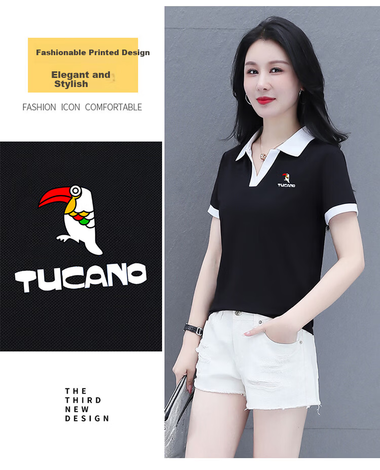 TUCANO Ice Silk Shoulder Polo Shirt Women's Short Sleeve Slim Fit Summer Mom Top White 3XL 8
