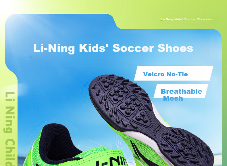 Li-Ning Kids Boys Girls Football Shoes TF Turf Studs Summer Breathable Cleats Youth Primary School Professional Sneakers Age 6-12 Size 35 1