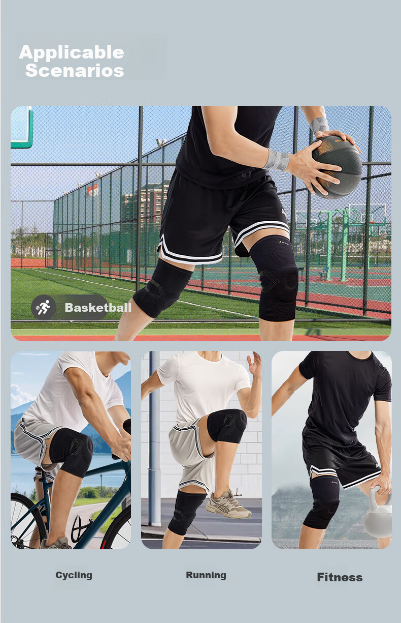 JEEP Knee Pads Sports Unisex Basketball Protective Running Fitness Breathable Jacquard Knee Pads Green XL 8