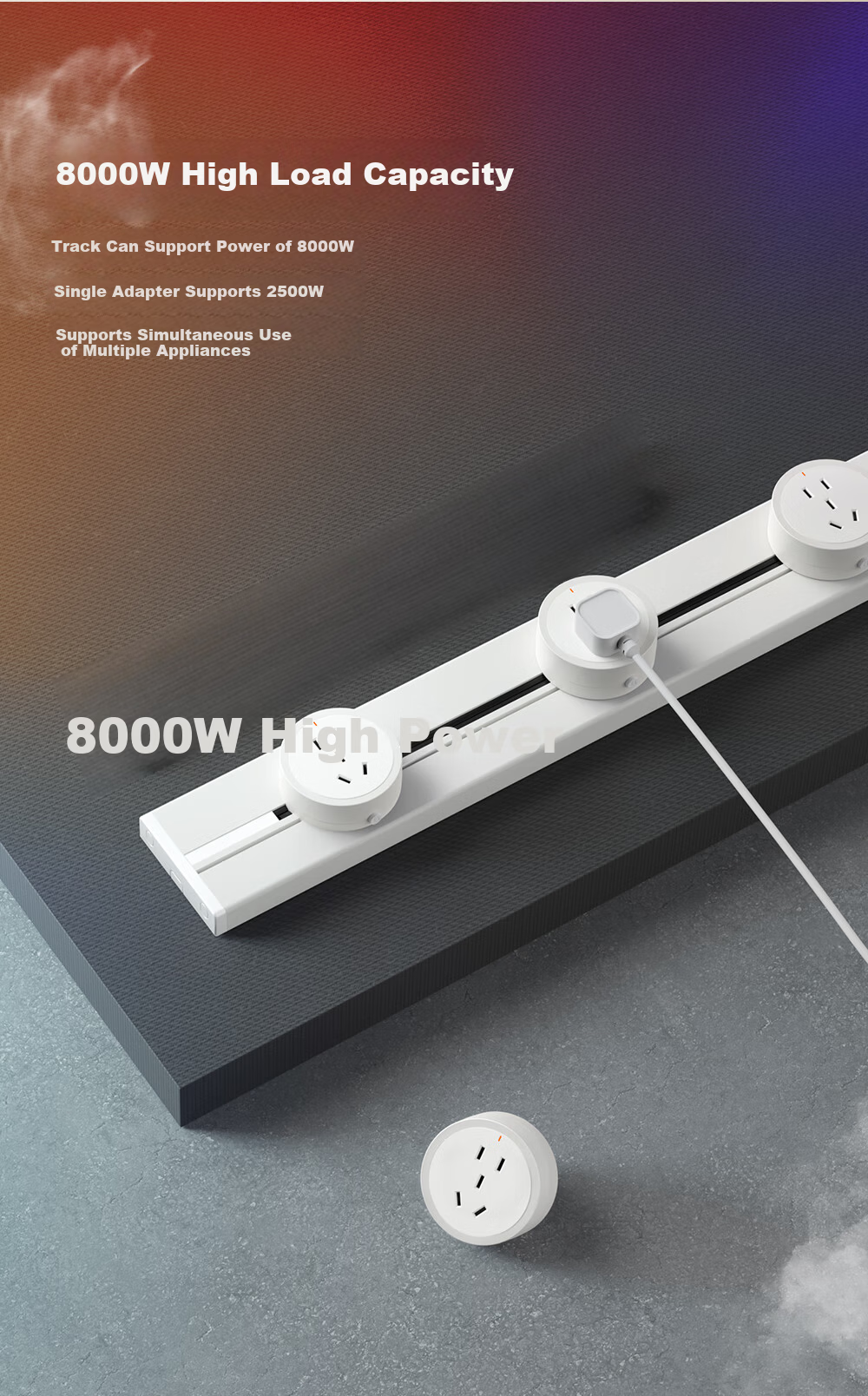 DELIXI Track Socket Fourth Generation Movable Wall-Mounted Power Strip [Upgraded] Black 0.8m Rail + 4 Sockets 4