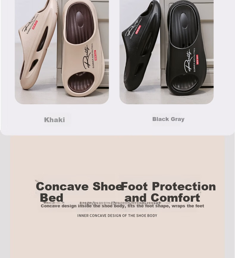Huamei Jianbu Men's Fashion Sports Slippers Non-Slip Wear-Resistant Thick Sole Outdoor HM28861 Khaki Brown Size 44-45 6
