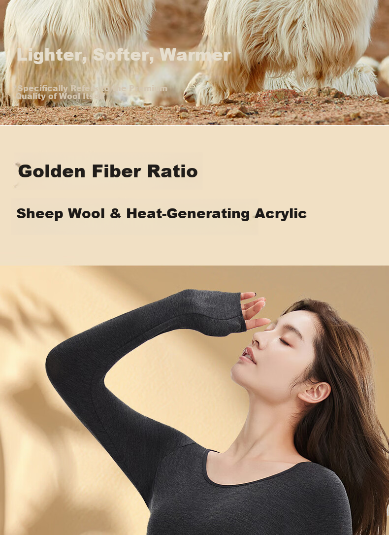 Tingmei Women's Thermal Wool Heating Seamless Slim Fit Autumn Winter Body Shaping Set Black L 5