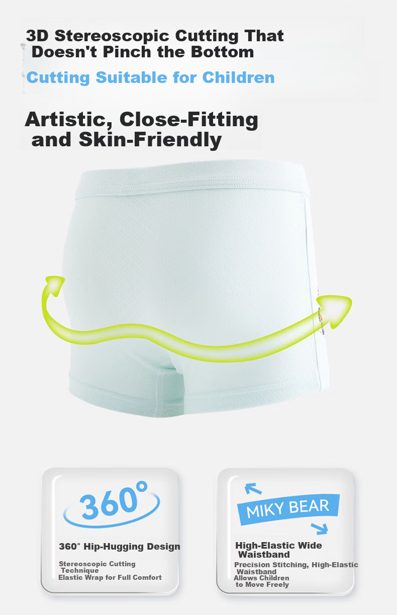 Mianqixiong Boys' Ice Silk Underwear Shorts Baby Boxer Briefs Summer Thin 4-Pack G009-XXL 14