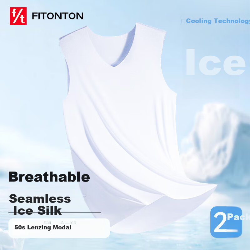 FitonTon 2-Pack Men's Modal Seamless Tank Tops Spring Summer Athletic Undershirts Racerback Sports Vests