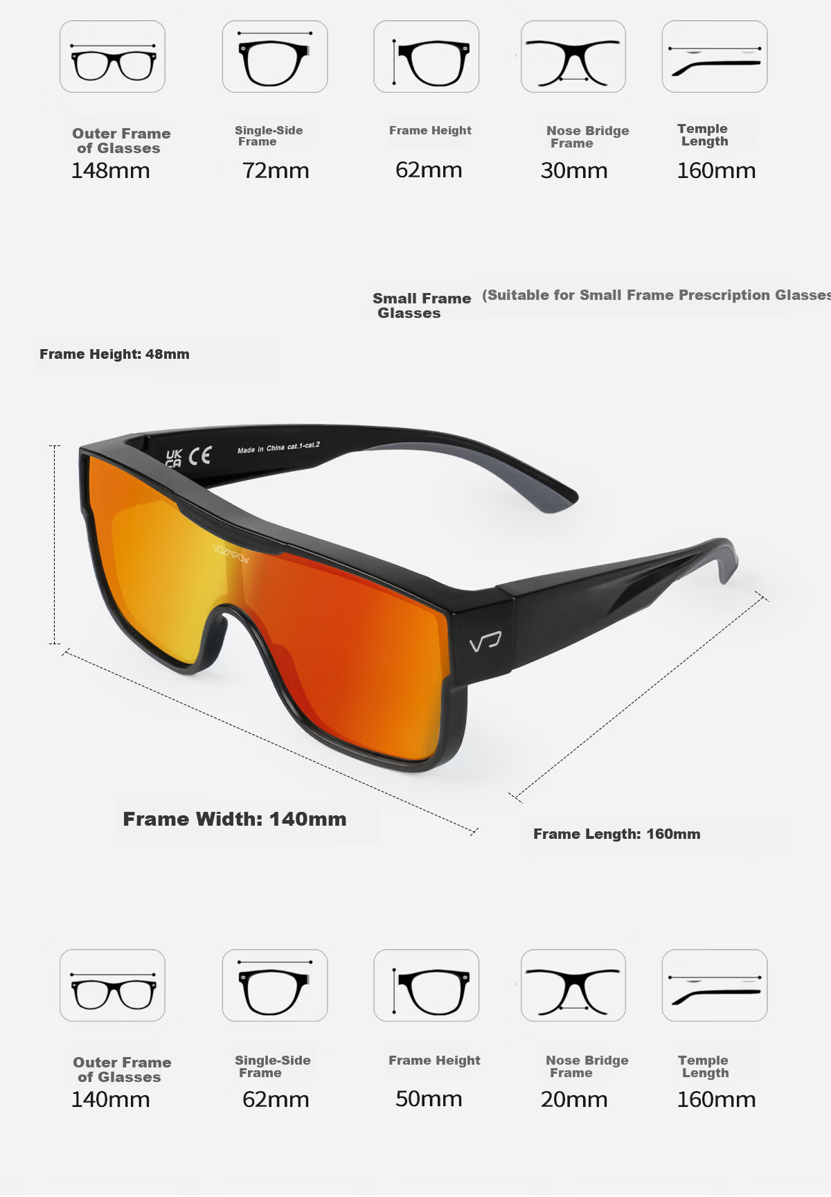 VOZAPOW Myopia Prescription Hiking Mountaineering Cycling Protective Polarized Sunglasses Fishing Driving Sunglasses 21