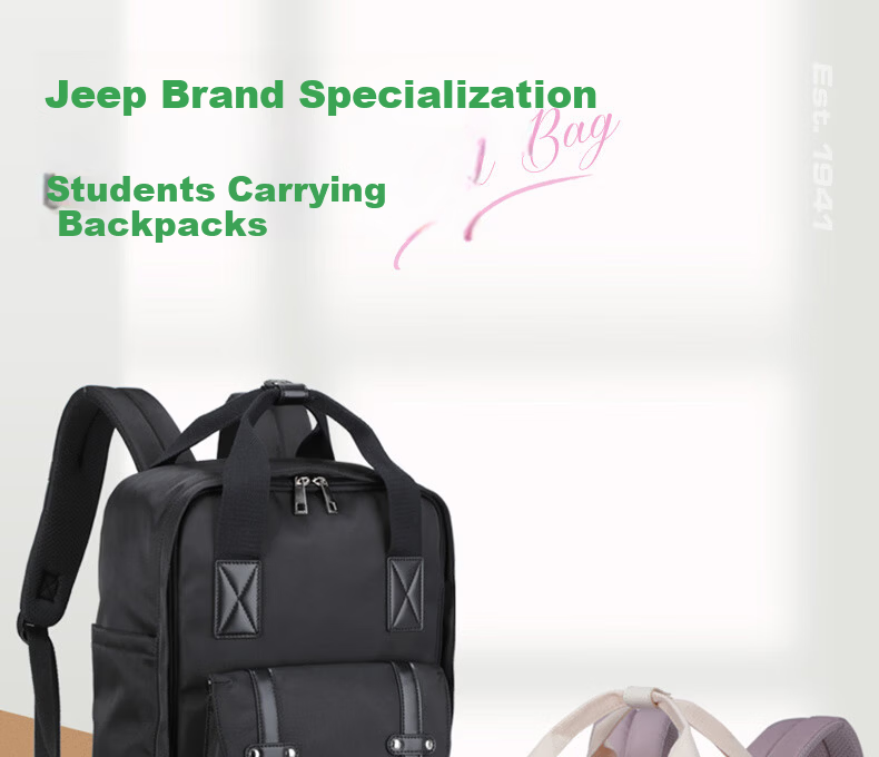 JEEP Middle School Student Backpack Unisex High School Large Capacity Water-Resistant Simple Double Shoulder Bag 1