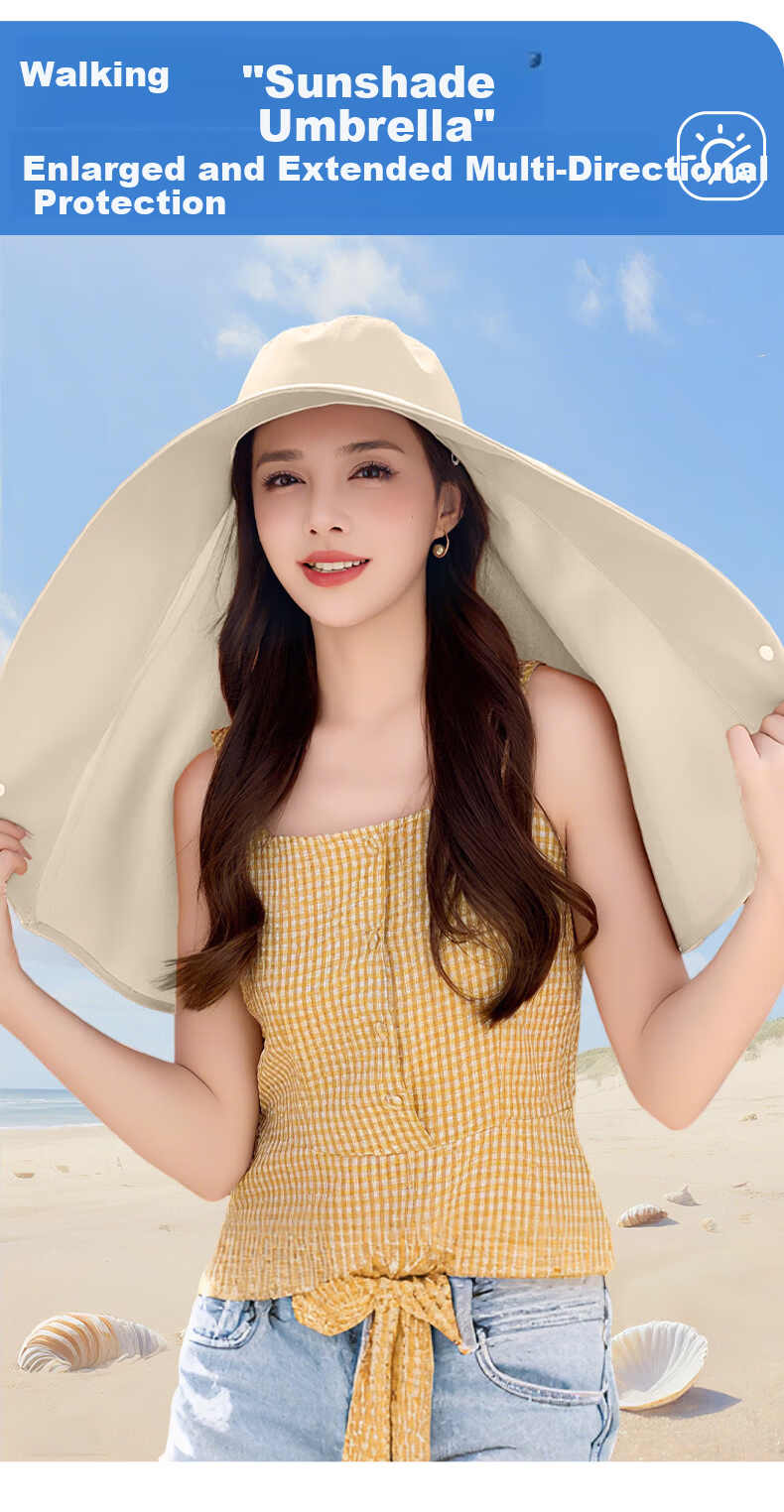 FitonTon Women's Sun Protection Hat Summer Large Shawl Sunshade Hat Wide Brim UV Protection Outdoor Beach Cycling Cooling Hat 3