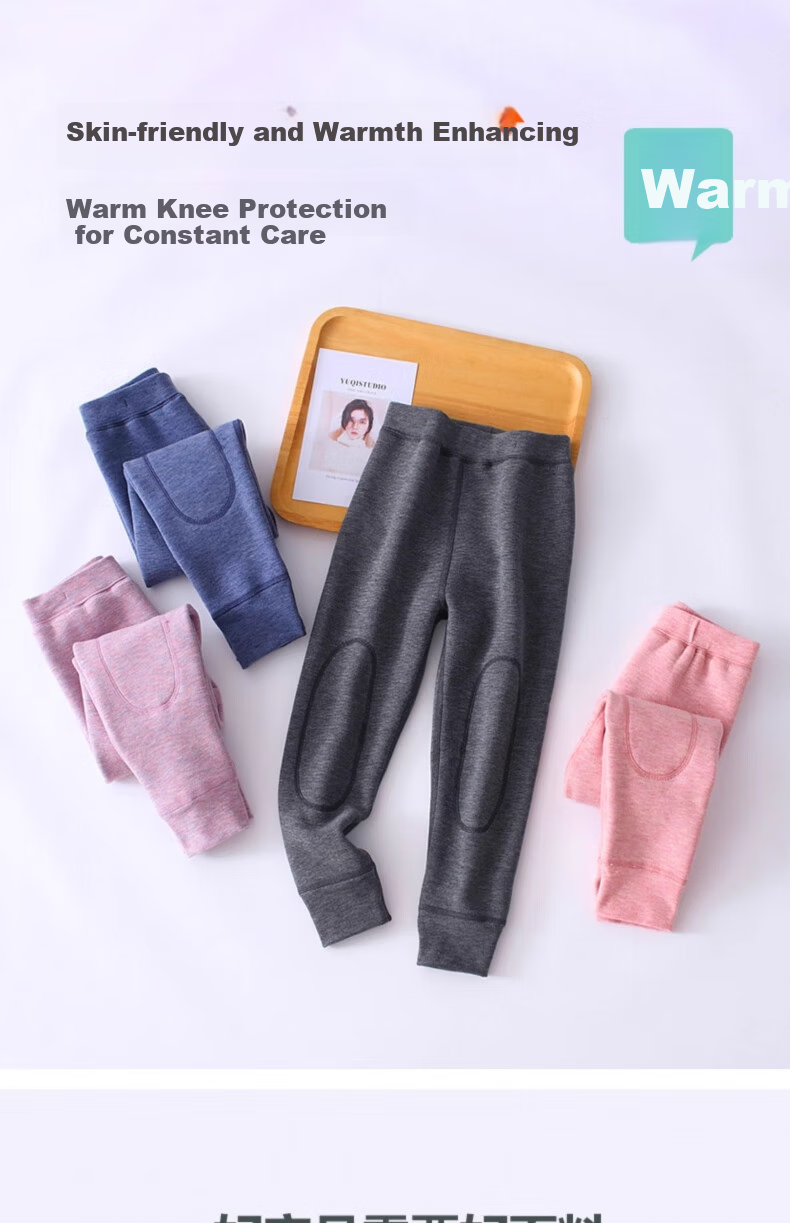 Dingguagua Children's Thermal Pants Girls Autumn Winter Fleece Thickened School Uniform Inner Wear Autumn Trousers Girls Inner Layer Pants for Older Kids 1