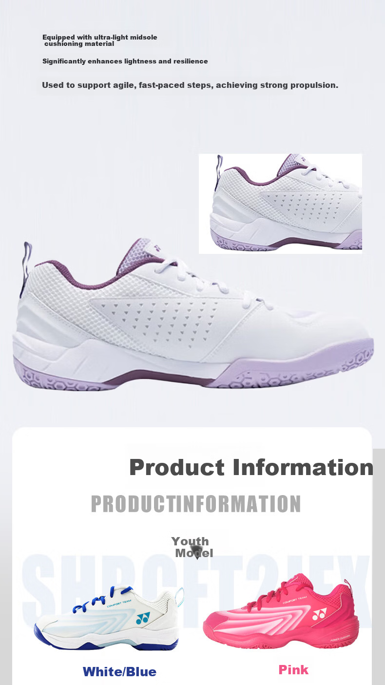 YONEX Badminton Shoes Comfortable Shock Absorption Breathable Unisex Sports Shoes SHBCFT2EX White/Light Olive Size 44 5