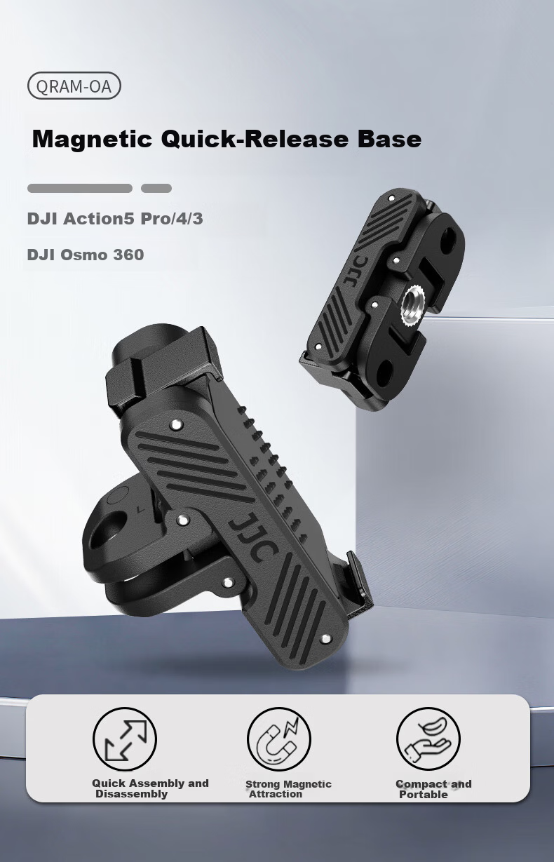 JJC Magnetic Base for DJI Action 5 Pro Quick Release Adapter for Action 4/3 DJI Osmo 360 Sports Camera Accessories (Random New or Old Version) 1