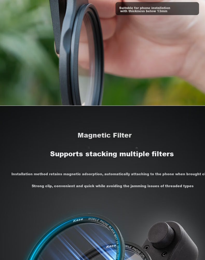 Kase Magnetic Polarizing Filter CPL Polarizer with Phone Clip Set for Landscape, River, Museum, Street Photography, Travel Photography Filter Kit 5