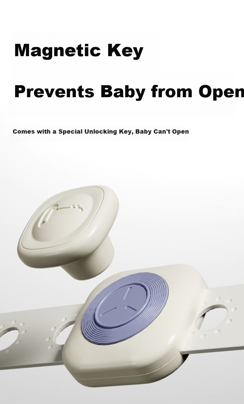 Babycare Child Safety Lock Drawer Baby Safety Door Lock Multifunctional Refrigerator Lock Cabinet Rotating Double Door - Kata White 3