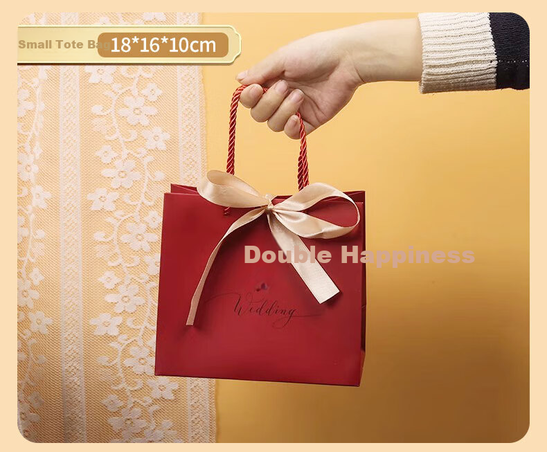 40,000 Kilometers Wedding Engagement Gift Tote Bag Dowry Red Storage Organizer Wedding Celebration Bag Bridal Gift Candy Bag 9