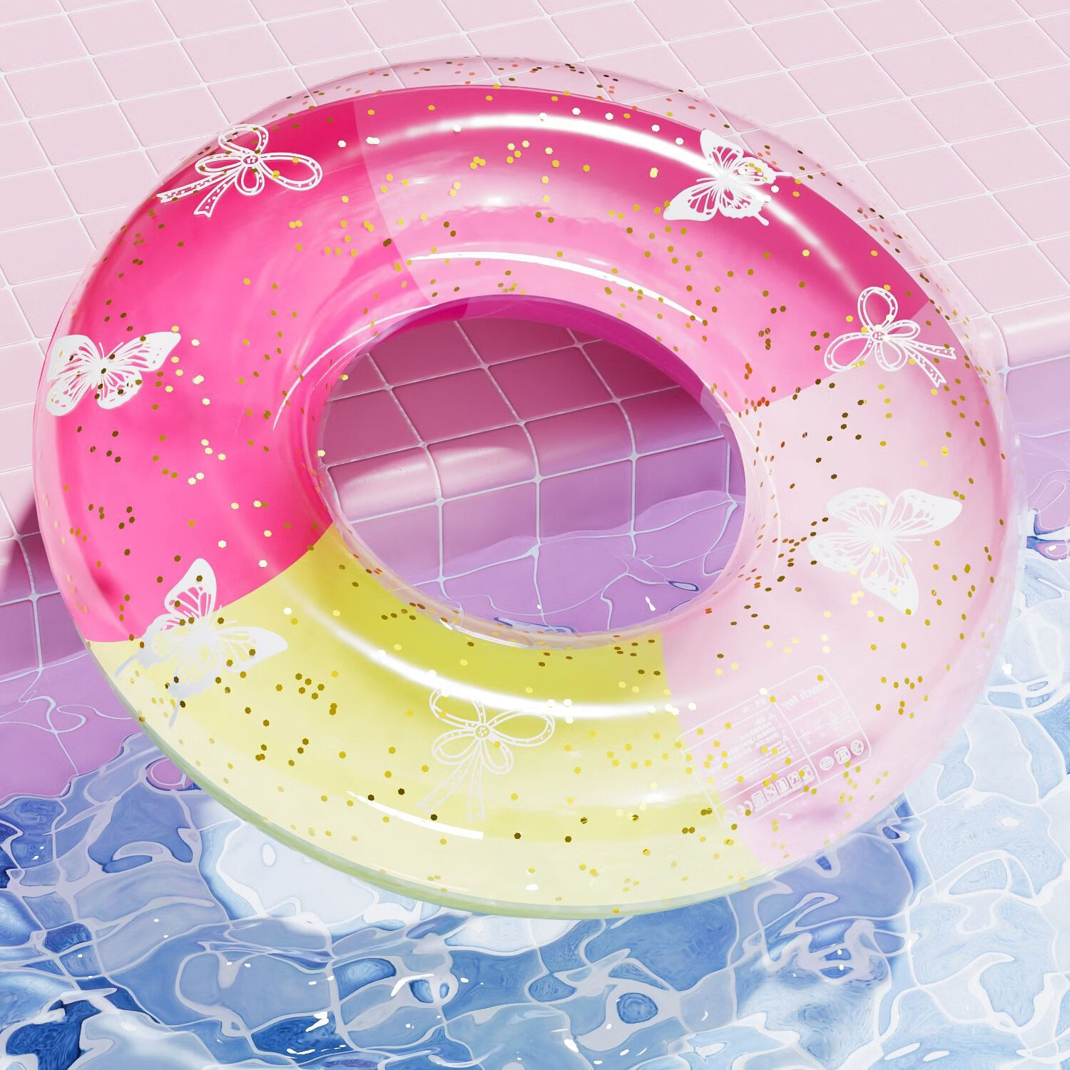 Youyou Thickened Anti-Tip Double Airbag Swimming Ring Unisex Children's Float 96408 White Floral 70cm 19