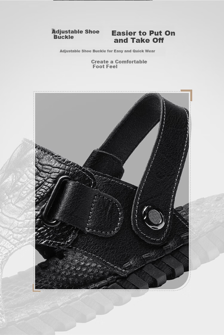 G.N.Shi Jia Father's Day Gift Men's Summer Breathable Leather Sandals Soft Sole Casual Beach Slippers 4