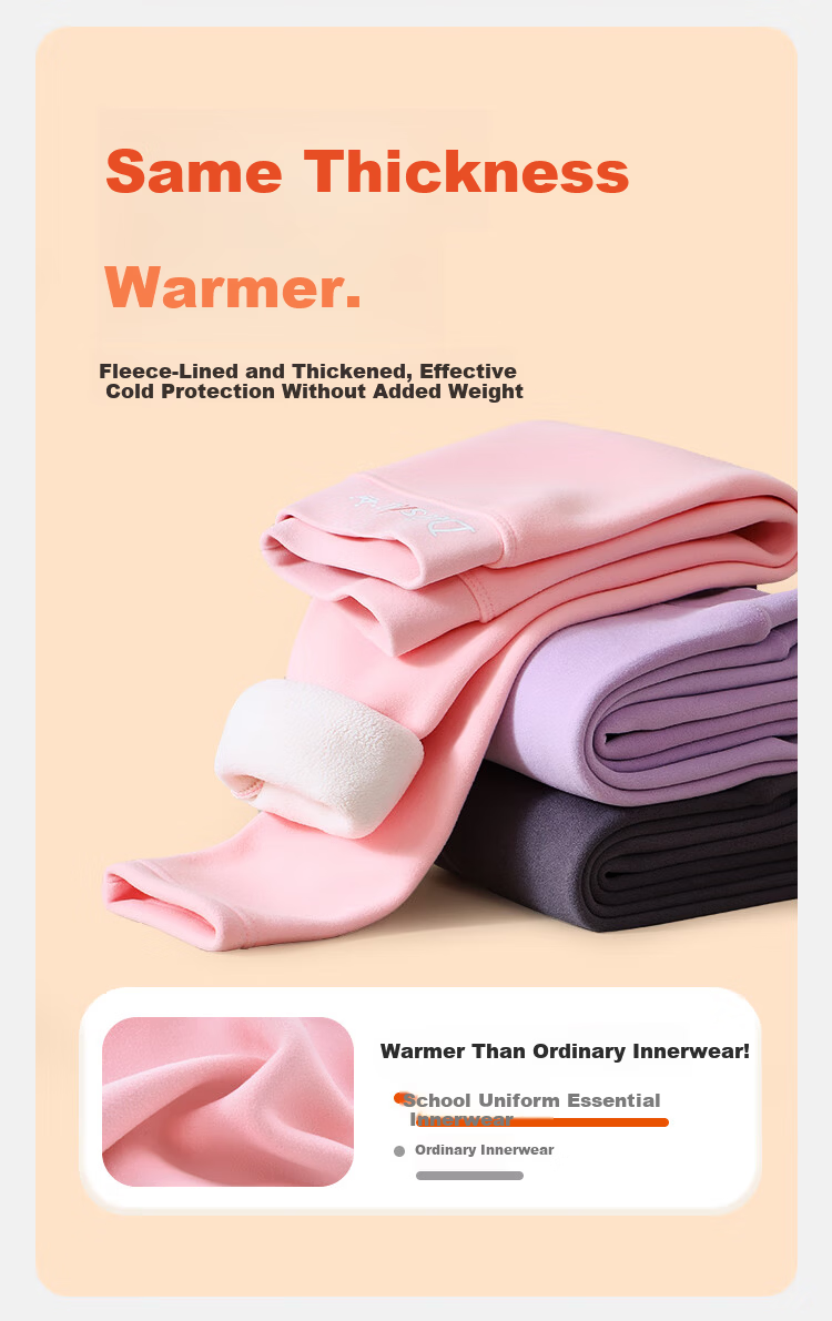 DEESHA Kids Thermal Pants High-Waist Fleece-Lined Leggings for Girls Autumn Winter Thickened School Uniform Essential 4