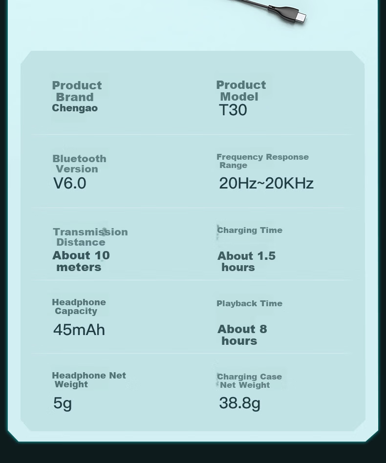 Chengao [ANC Noise Cancelling] Wireless Bluetooth Earbuds 2025 New In-Ear Dual Ear High-Definition Sound Quality Gaming Earphones for PUBG Positional Audio Long Battery Life Universal for Mobile T30 15
