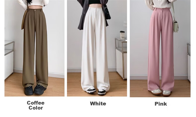 Langsha Women's Suit Pants 2026 New High-Waist Straight-Leg Slim Fit Lightweight Wide-Leg Trousers for Office Commuting 9