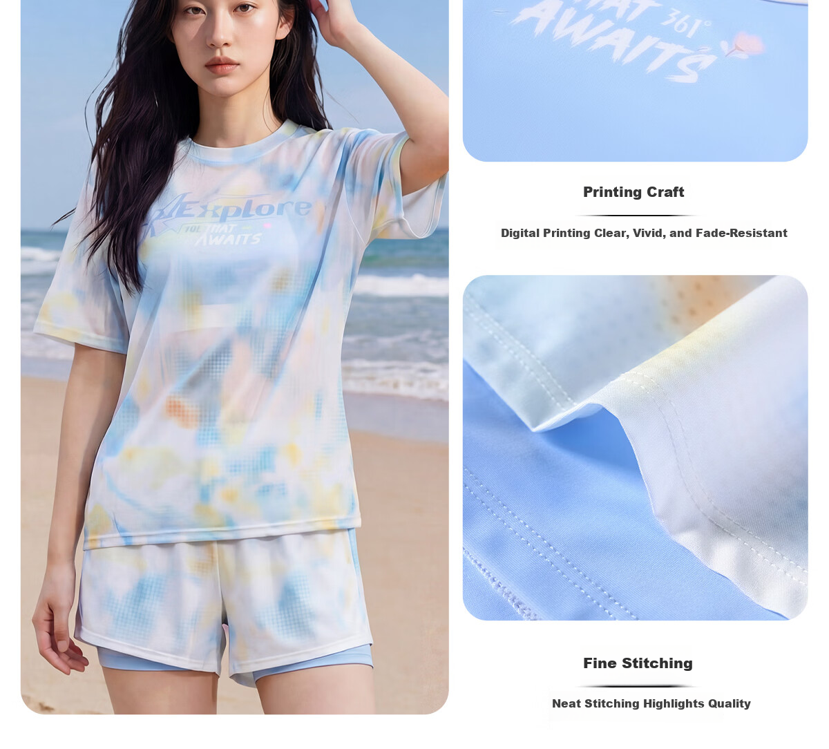 361° Women's Three-Piece Swimsuit Set Loose Plus Size Slimming Beach Swimming Diving Vacation Swimwear Hot Spring 16