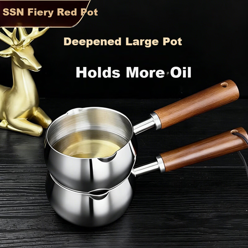 SSN Oil Pouring Small Pot Stainless Steel 304 Hot Oil Pot for Home Gas Stove Induction Cooker