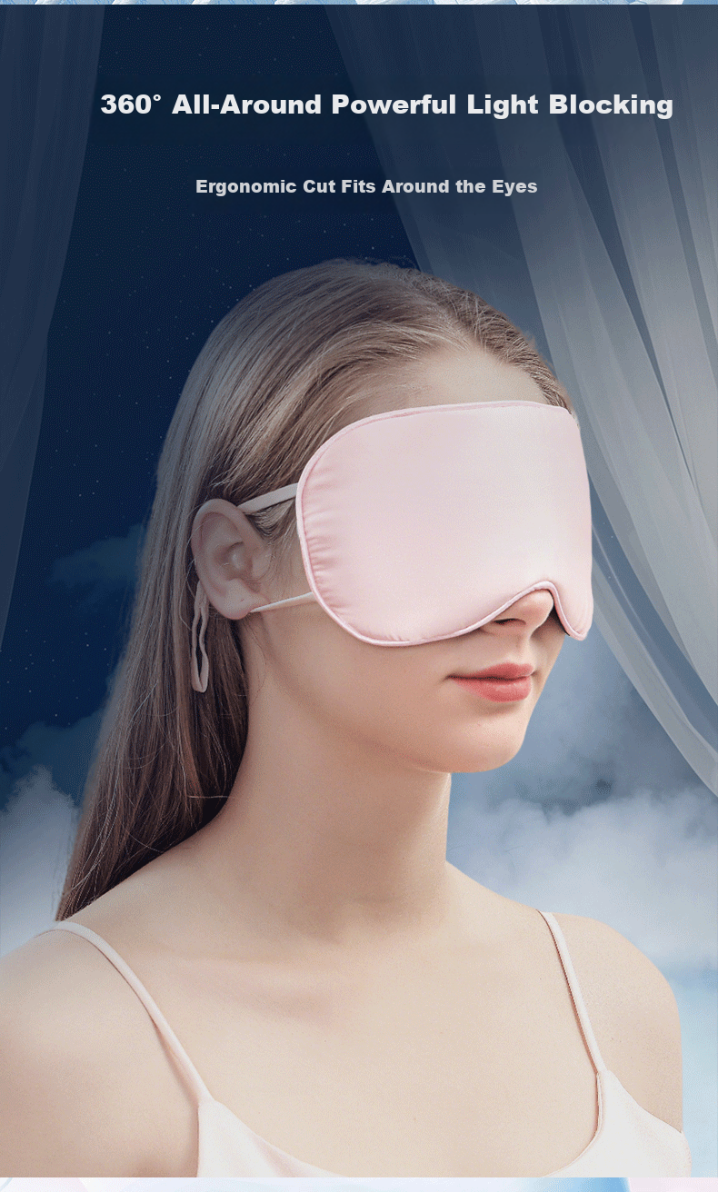 LingTing Yuanmu Double-Sided Silk Sleep Eye Mask Breathable Cooling Eye Cover Rose Pink 5