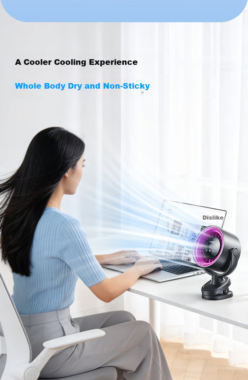 MINISO Desktop Fan, Small Plug-In Fan, Compact Rechargeable Fan with Long Battery Life, Powerful Cooling Device for College Dorms And Bedrooms, Oscillating Head, Timer Function, Safe And Quiet Operatio 11