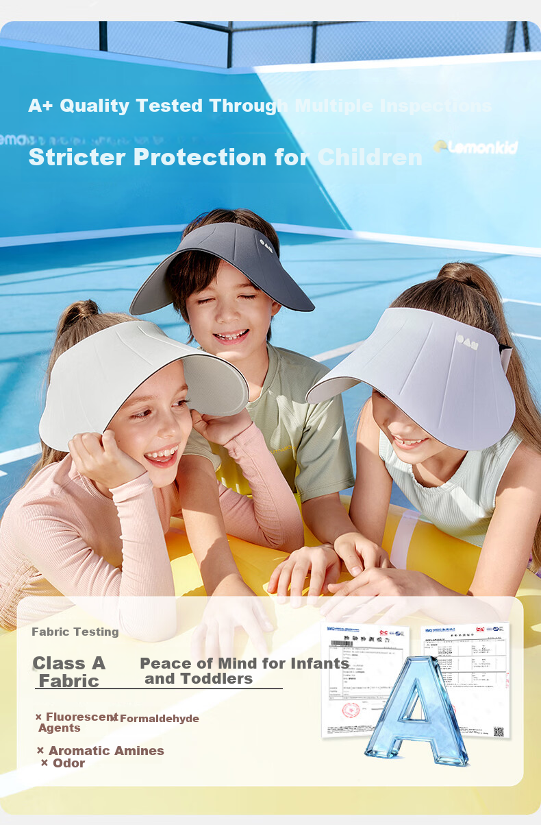 Lemon Baby Kids Sun Protection Hat Unisex Summer UV Protection Open-Top Sun Hat with Wide Brim 24